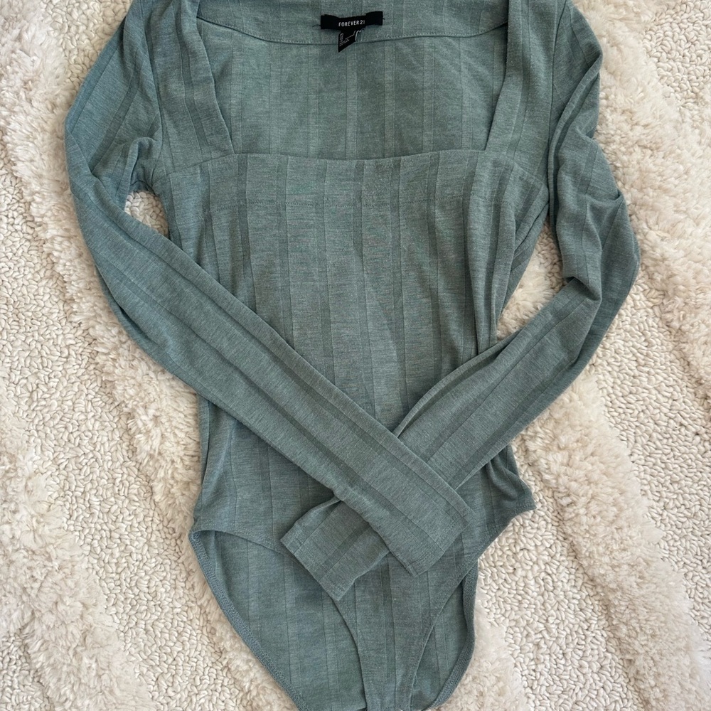 Forever 21 Green Long Sleeve Bodysuit